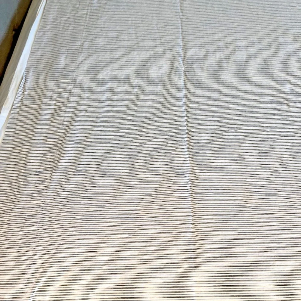Lauren Ralph Lauren 100% Cotton Black Blue Striped Queen Size Flat Sheet